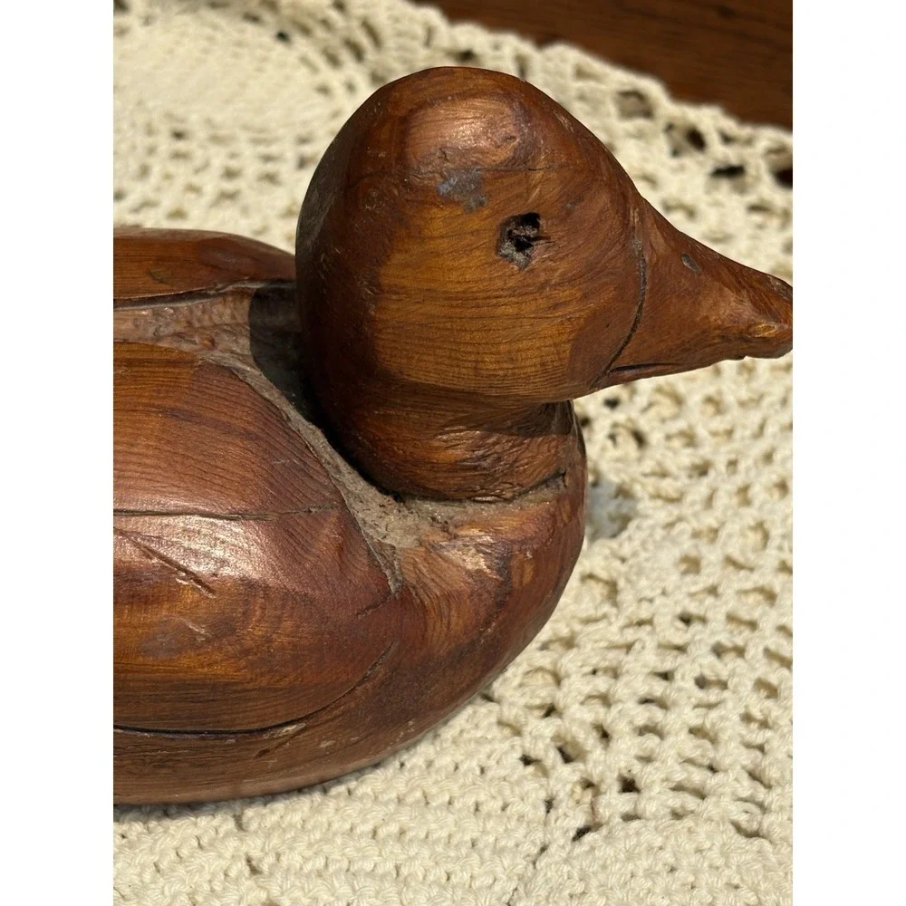 Vintage  Rustic Primitive Wooden Duck Hand Carved 7